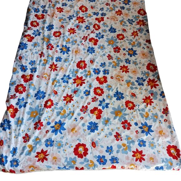 Unknown Other - Red Floral Bohemian Twin Blanket Comforter Bedspread 91.x62 White Colorful VTG
